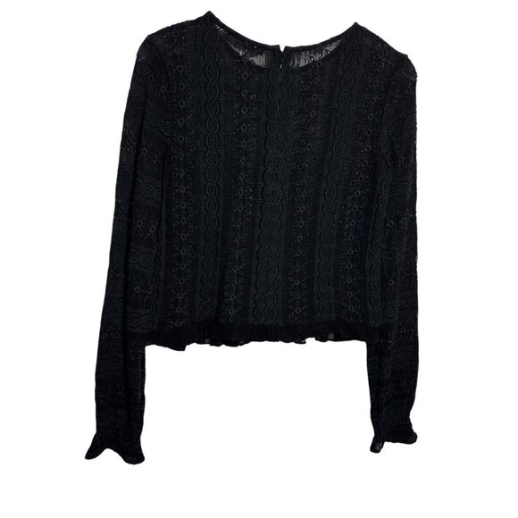AllSaints Top Womens Dakota Embroidered Eyelet Blouse Sheer Black US size 2 UK 6 - Picture 4 of 10
